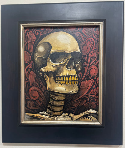 Skull Swirls - Original Framed Watercolor Painting