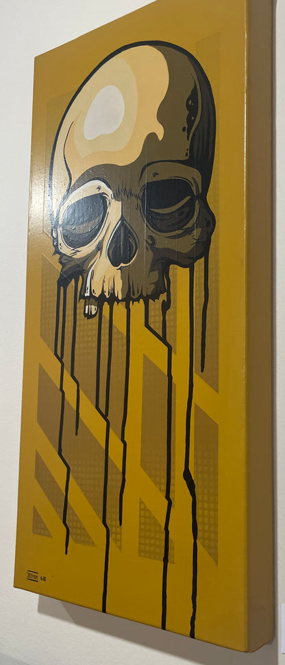 Skull with Ink Drips - Original Oil on Canvas Painting