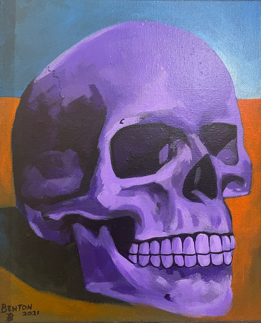 Purple Skull - Original Framed Oil on Canvas Painting