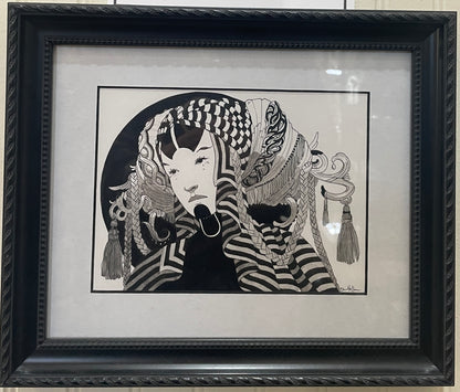 Space Queen - Pen and Ink Original Painting by Ellie Hoffman