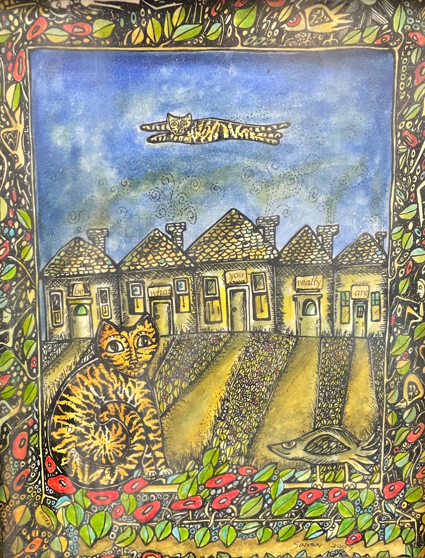 Be what You Really Are - Original Framed Acrylic & Pen and Ink on Board Painting