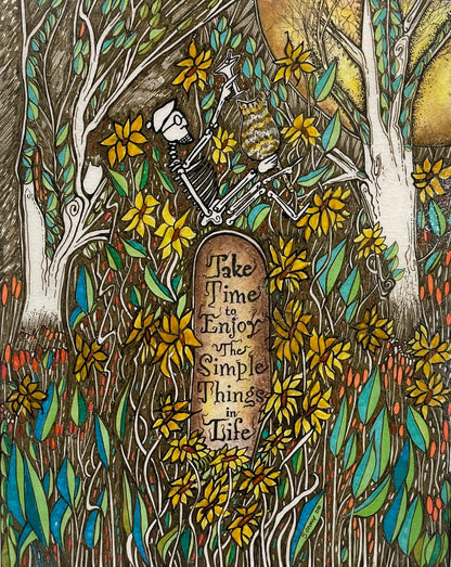 Simple Things - Original Acrylic & Pen and Ink on Board Painting