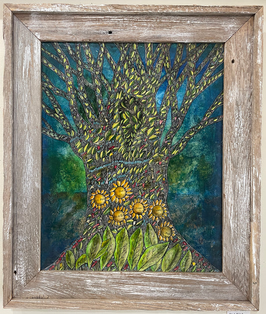 Wish Witch - Original Framed Acrylic & Pen and Ink on Board Painting