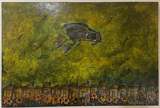 Let's Fly - Original Acrylic & Pen and Ink on Board Painting