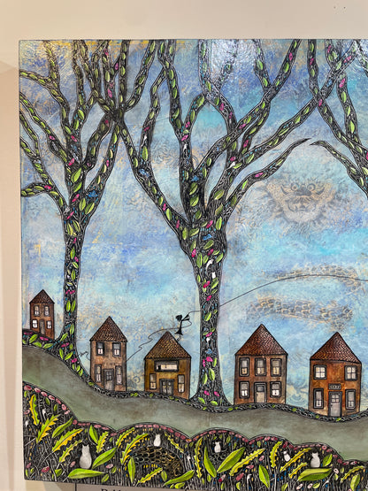 Follow Your Dreams - Original Acrylic & Pen and Ink on Board Painting