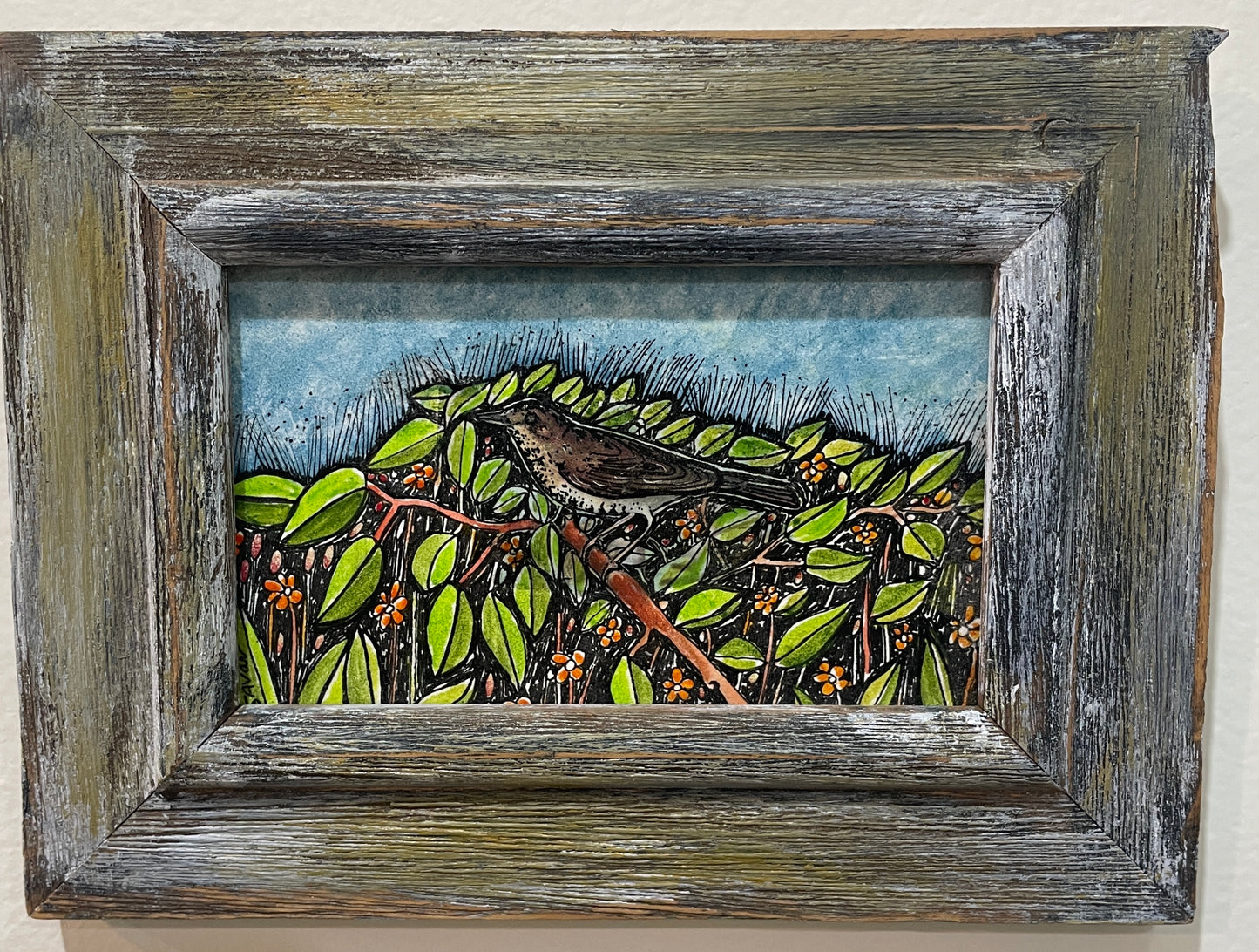 Brambles - Original Framed Acrylic & Pen and Ink on Board Painting