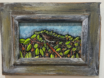 Brambles - Original Framed Acrylic & Pen and Ink on Board Painting