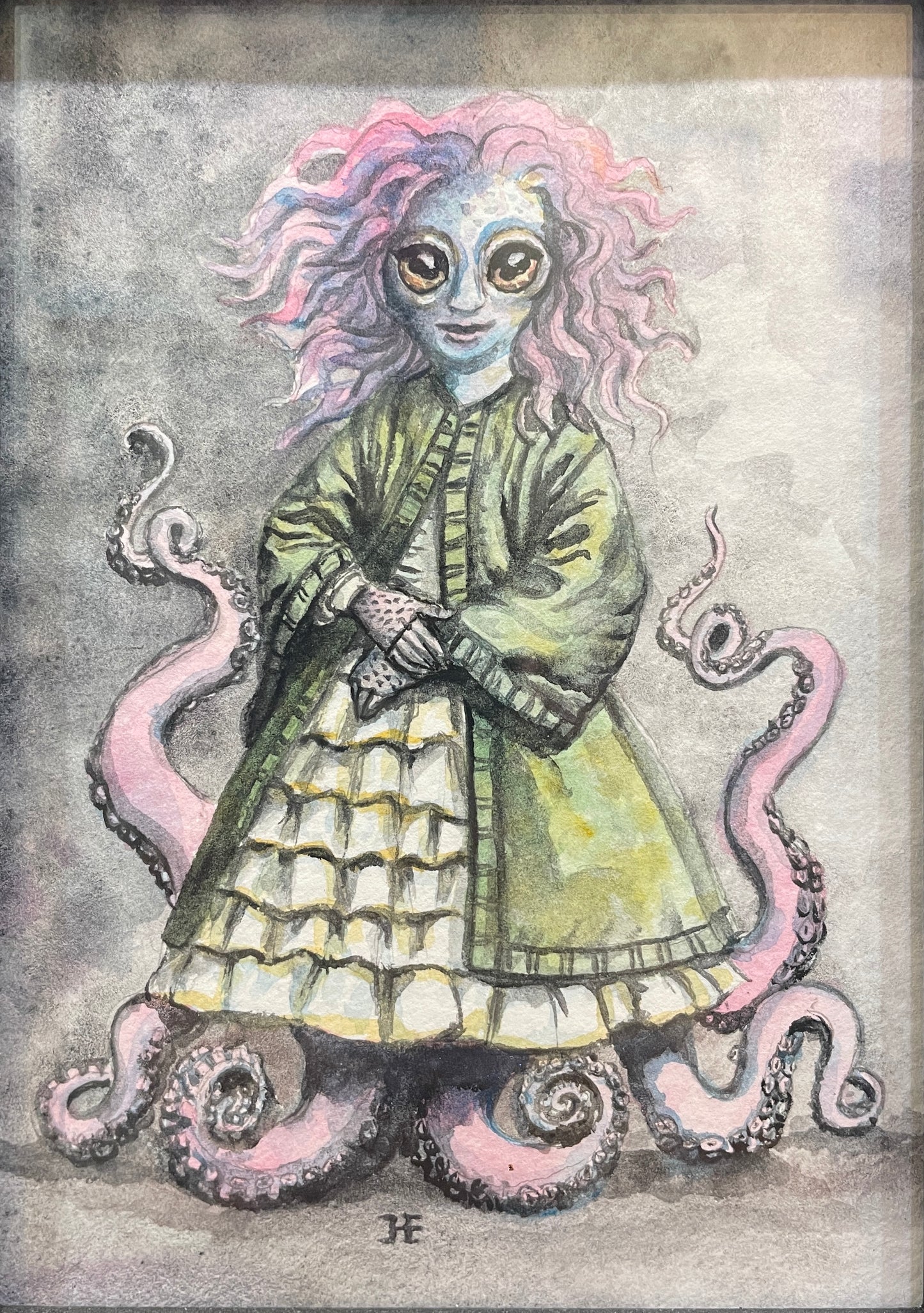 Rosie Blue - Original Framed Watercolor Painting by Oliver Hyde