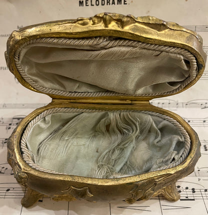 Antique French Art Noubeau Jewelry Box Holly c1900