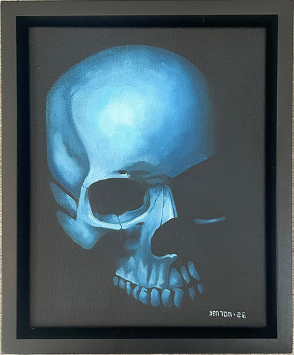 Blue Skull - Original Framed Oil on Canvas Painting