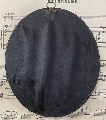 Rare Antique French Mourning Hair Art Domed Glass Wooden Frame c1880