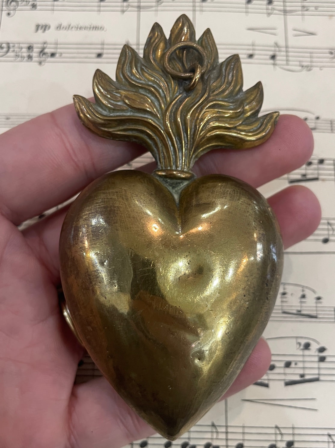 Rare Antique French Sacred Heart Reliquary Ex Voto c1880