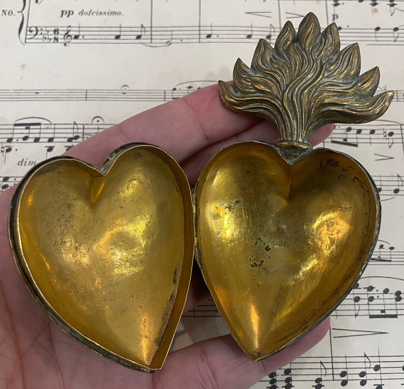 Rare Antique French Sacred Heart Reliquary Ex Voto c1880