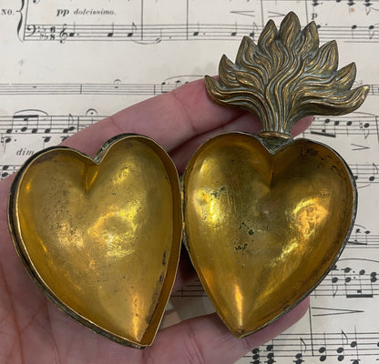 Rare Antique French Sacred Heart Reliquary Ex Voto c1880