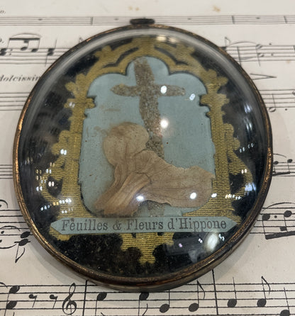 Antique French Reliquary / Ex Voto Hippo Algeria under Domed Glass c1880
