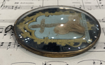 Antique French Reliquary / Ex Voto Hippo Algeria under Domed Glass c1880