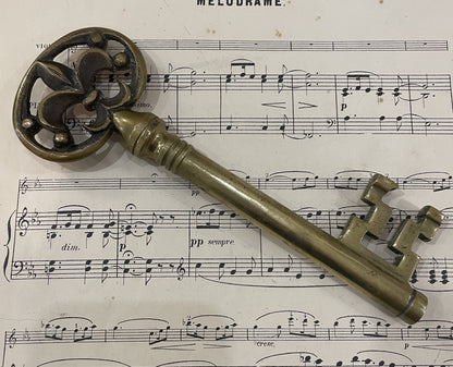 Large Rare Antique French Skeleton Key Fleur de Lys Wine Bottle Opener c1940 RESERVED for Heather