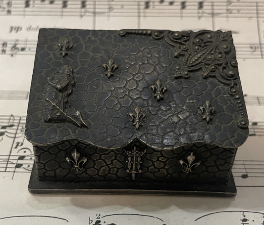 Rare Antique French Joan of Arc Stamp Box Fleur de Lys c1900