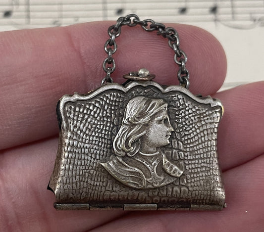Antique French Souvenir Photos Pendant / Purse Joan of Arc c.1910