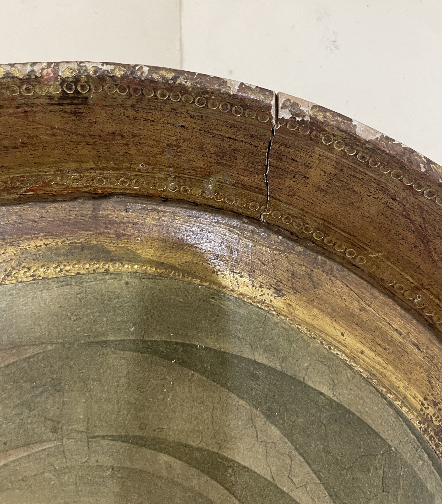 Large Antique Italian Angel Gabriel and Mary Icon Wooden Wall Plaque c1930