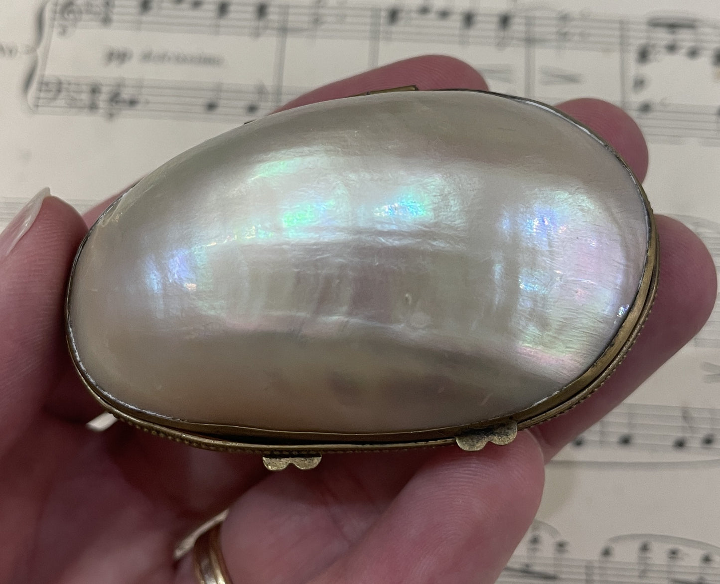 Rare Antique French Mother of Pearl Rosary Case Holder Box c1880