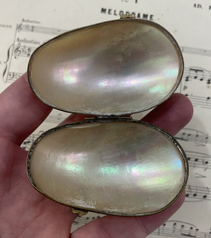 Rare Antique French Mother of Pearl Rosary Case Holder Box c1880