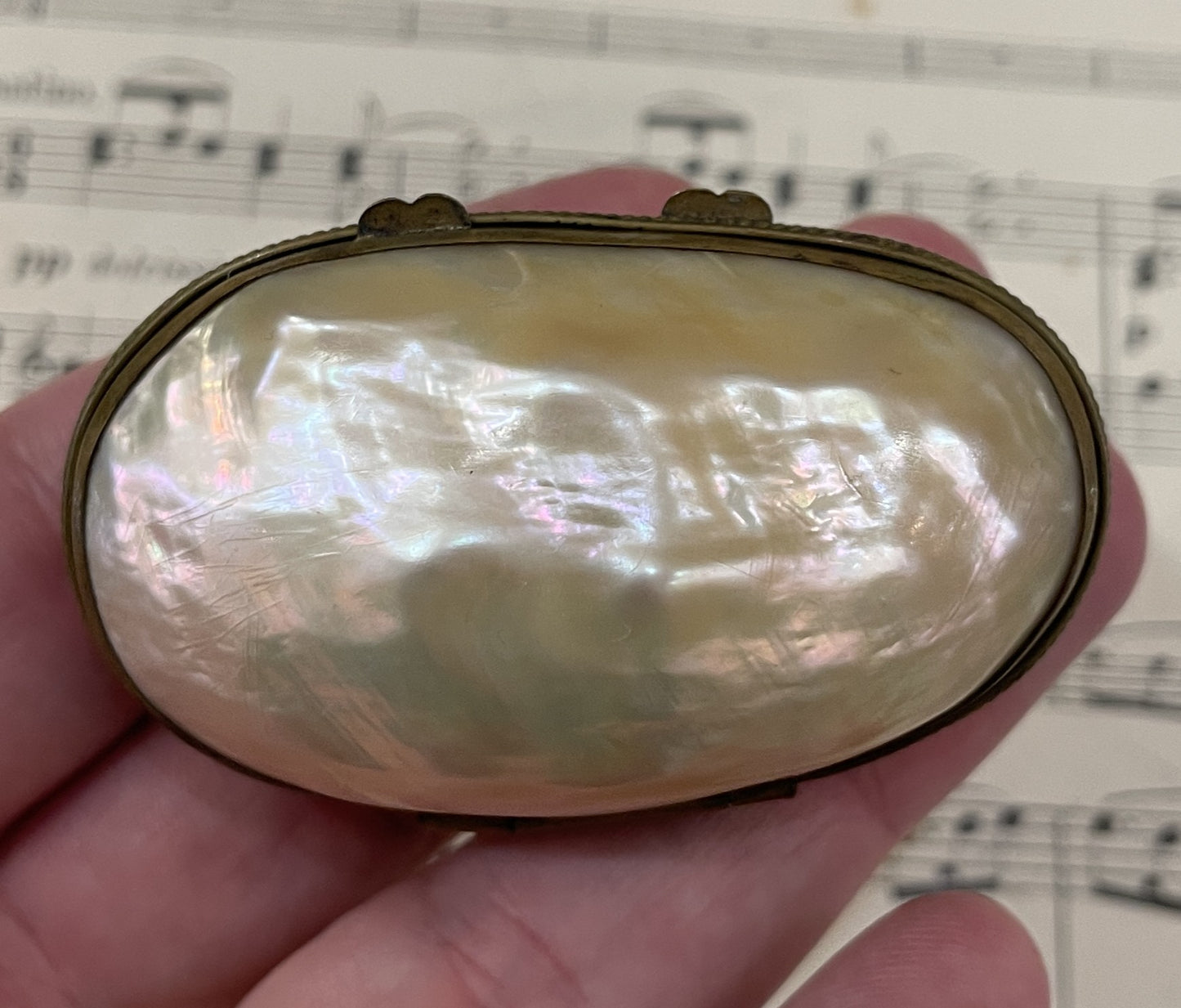 Rare Antique French Mother of Pearl Rosary Case Holder Box c1880