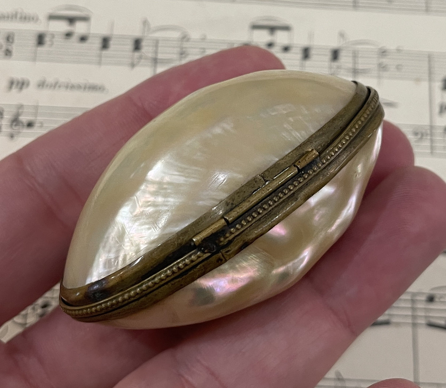 Rare Antique French Mother of Pearl Rosary Case Holder Box c1880