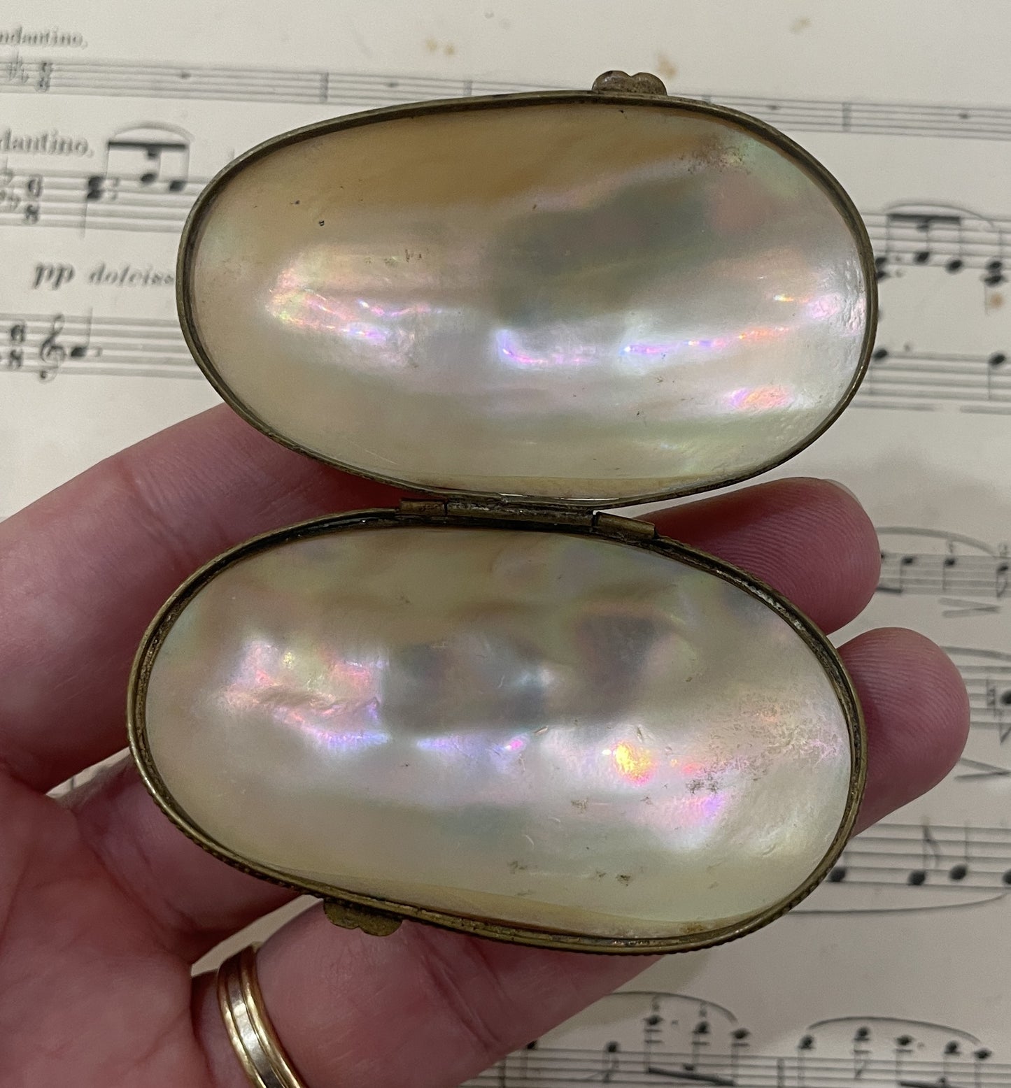 Rare Antique French Mother of Pearl Rosary Case Holder Box c1880