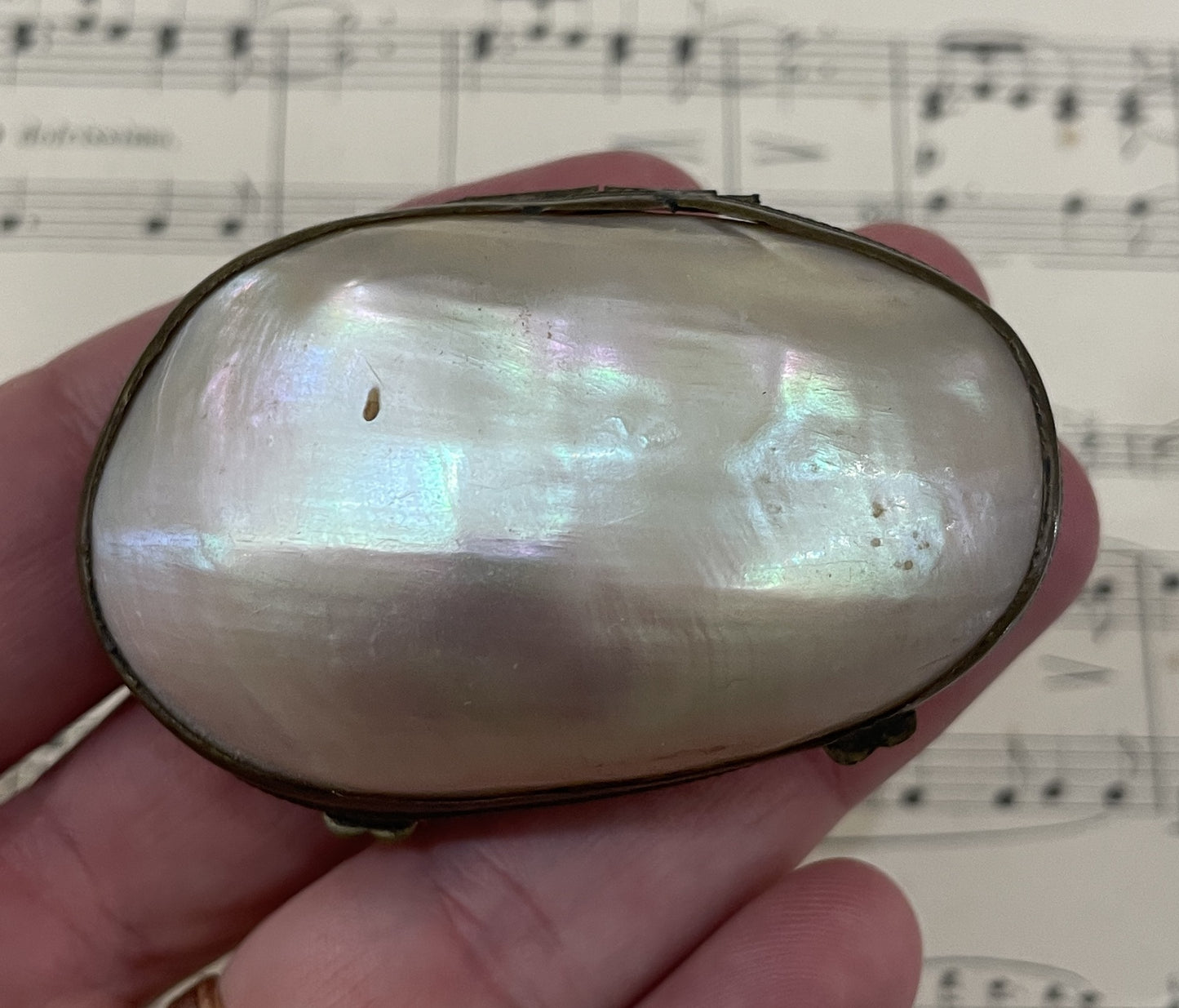 Rare Antique French Mother of Pearl Rosary Case Holder Box c1880