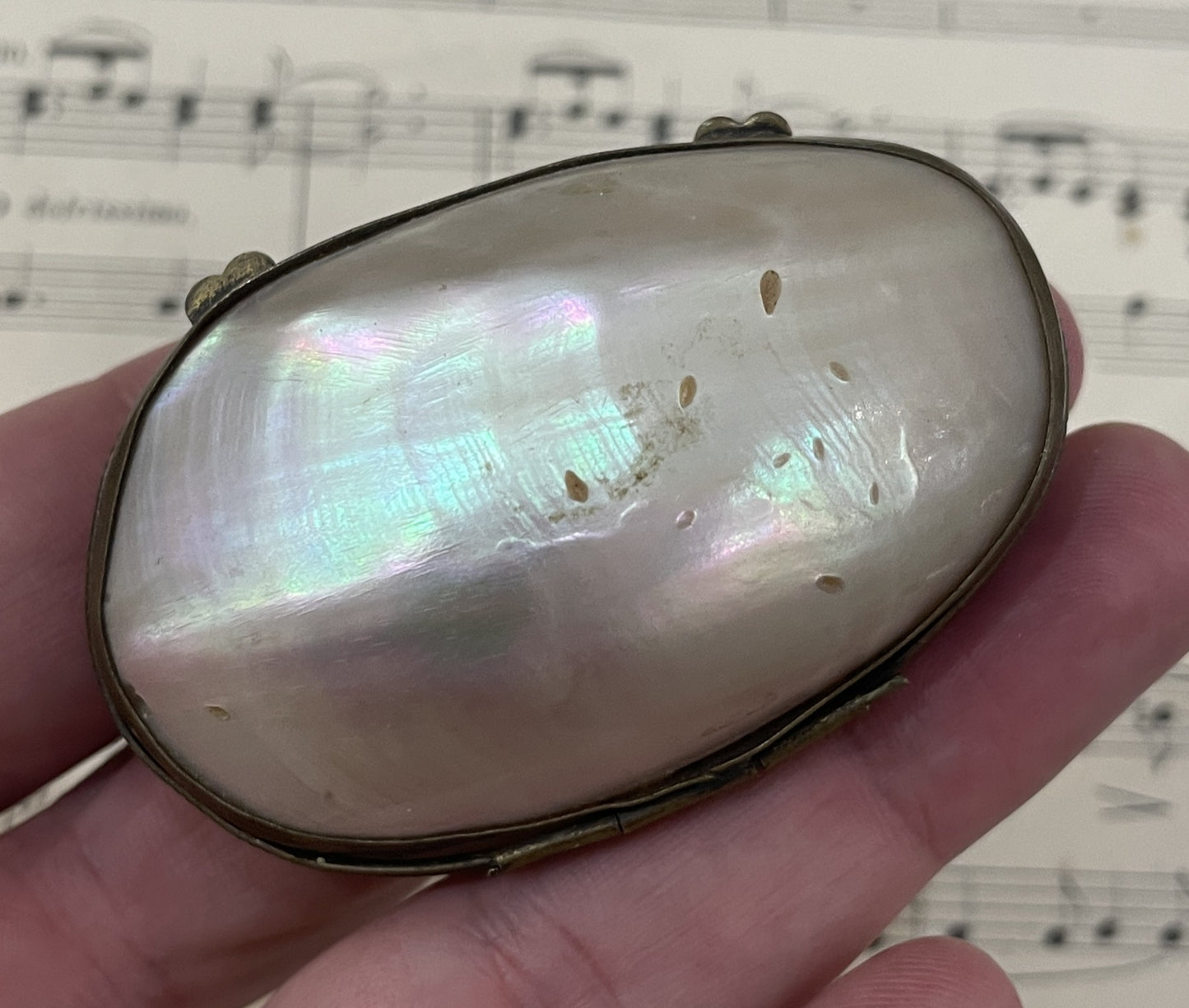 Rare Antique French Mother of Pearl Rosary Case Holder Box c1880