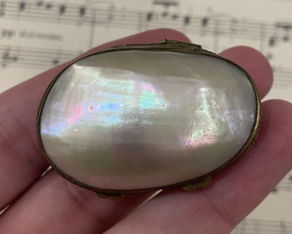 Rare Small Antique French Mother of Pearl Rosary Case Holder Box c1880