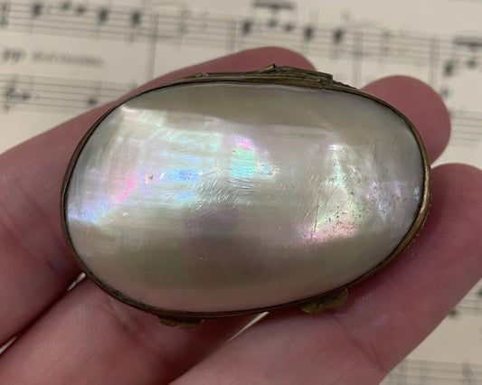 Rare Small Antique French Mother of Pearl Rosary Case Holder Box c1880