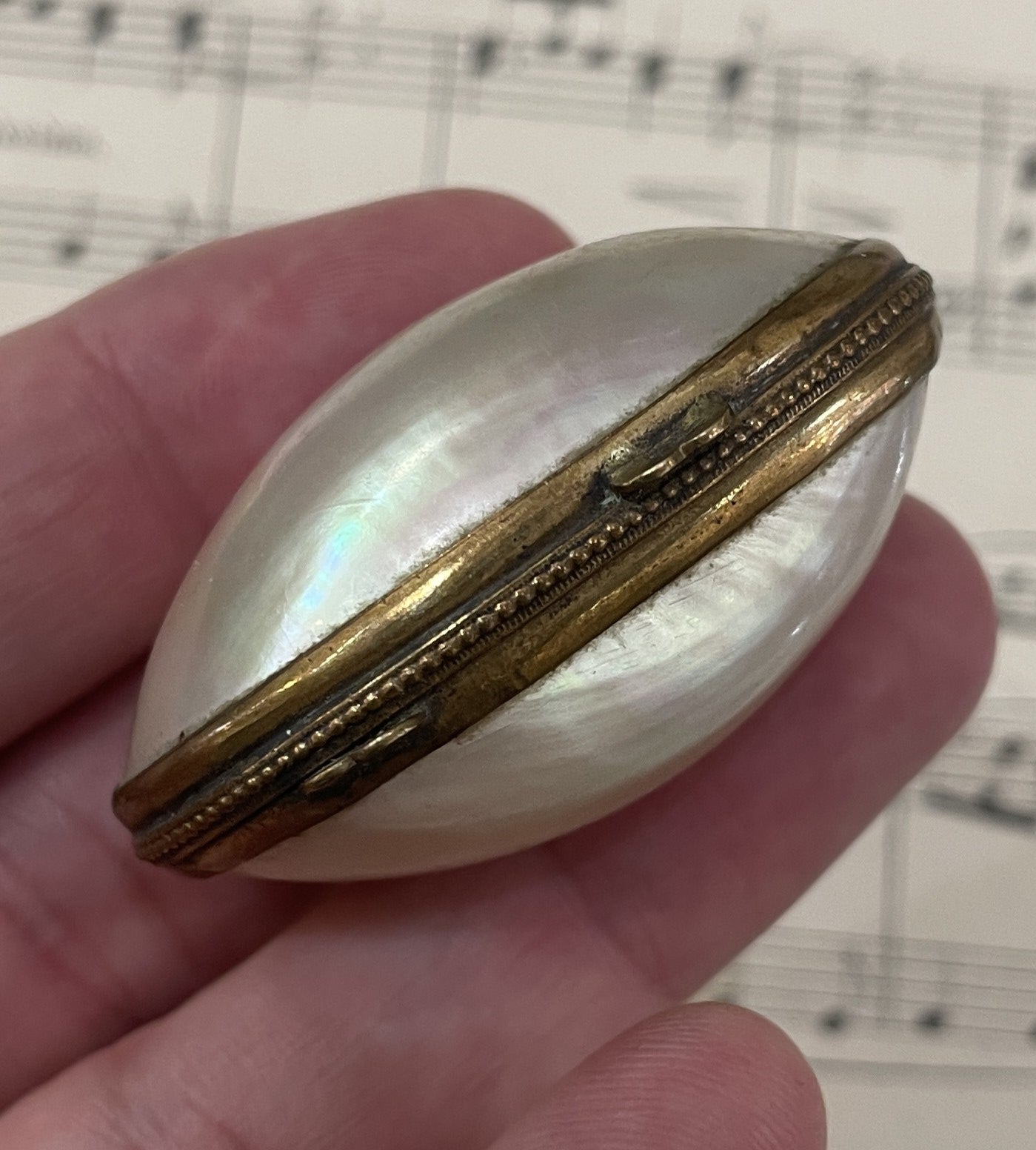 Rare Small Antique French Mother of Pearl Rosary Case Holder Box c1880