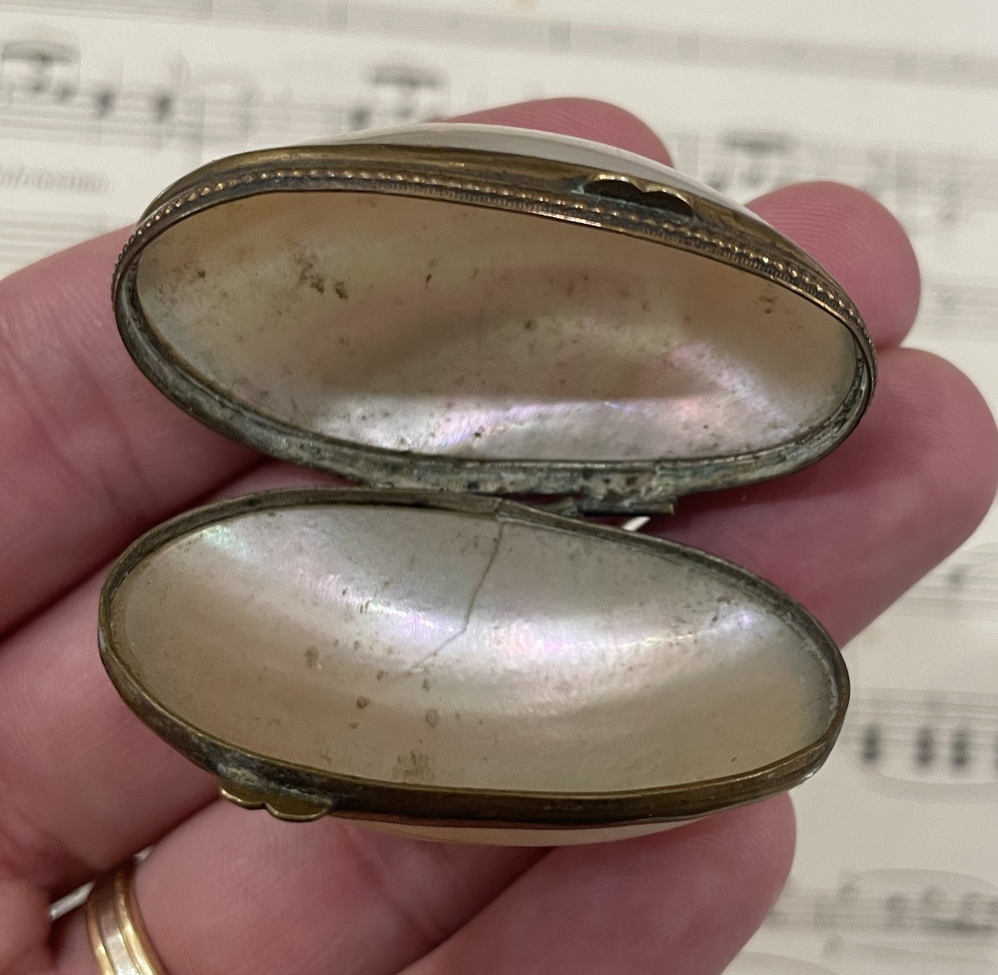 Rare Small Antique French Mother of Pearl Rosary Case Holder Box c1880