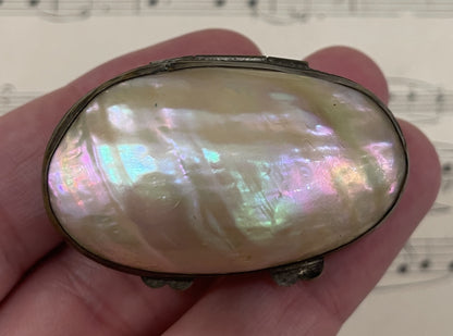 Rare Small Antique French Mother of Pearl Rosary Case Holder Box c1880