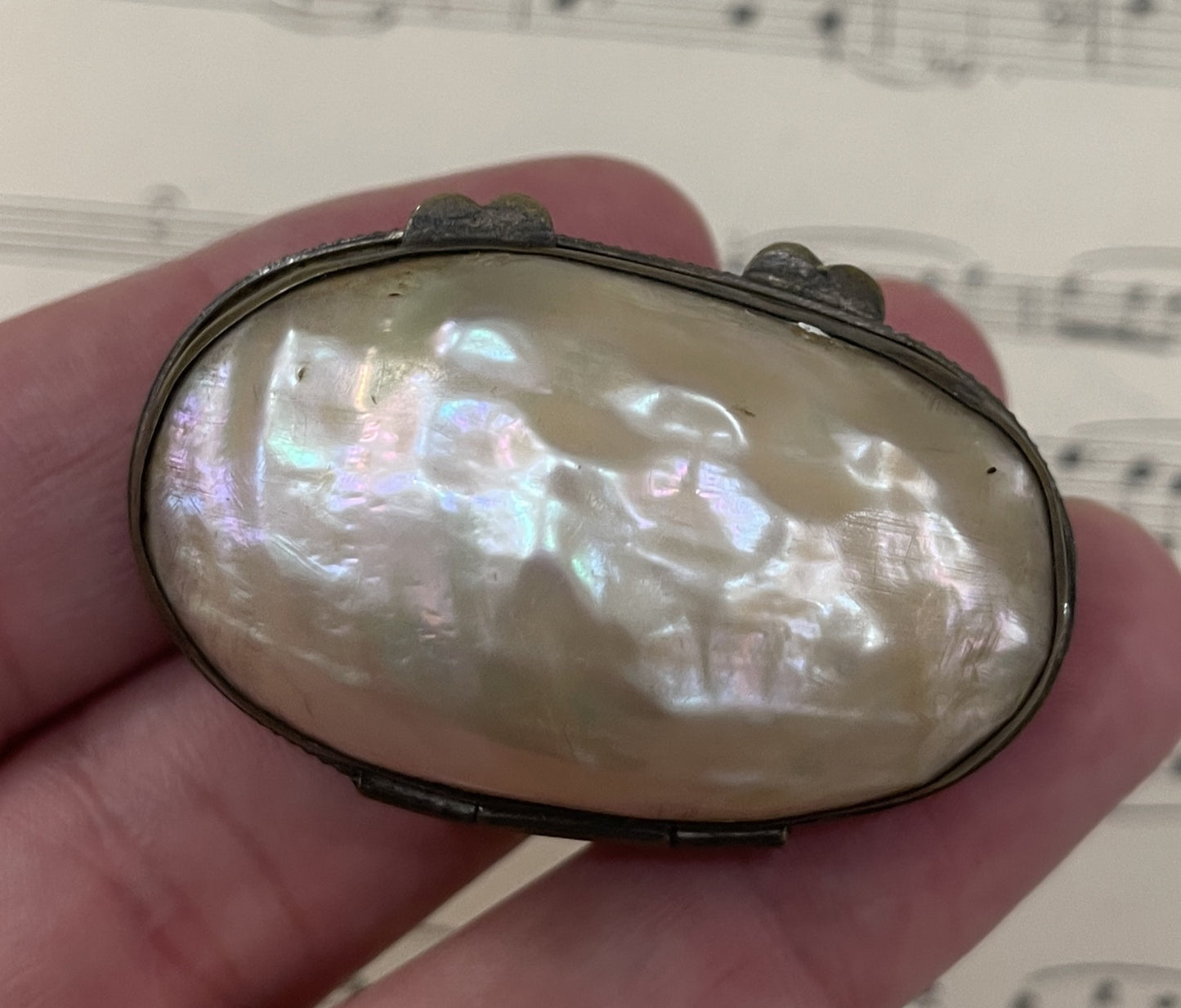 Rare Small Antique French Mother of Pearl Rosary Case Holder Box c1880