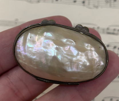 Rare Small Antique French Mother of Pearl Rosary Case Holder Box c1880