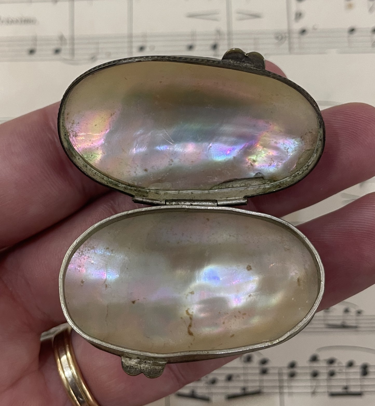 Rare Small Antique French Mother of Pearl Rosary Case Holder Box c1880