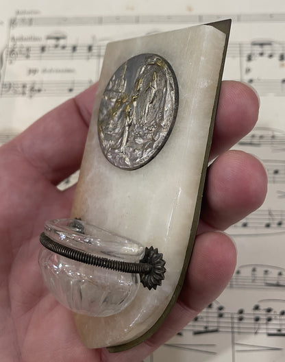 Small Antique French Apparition of Lourdes Holy Water Font c1920
