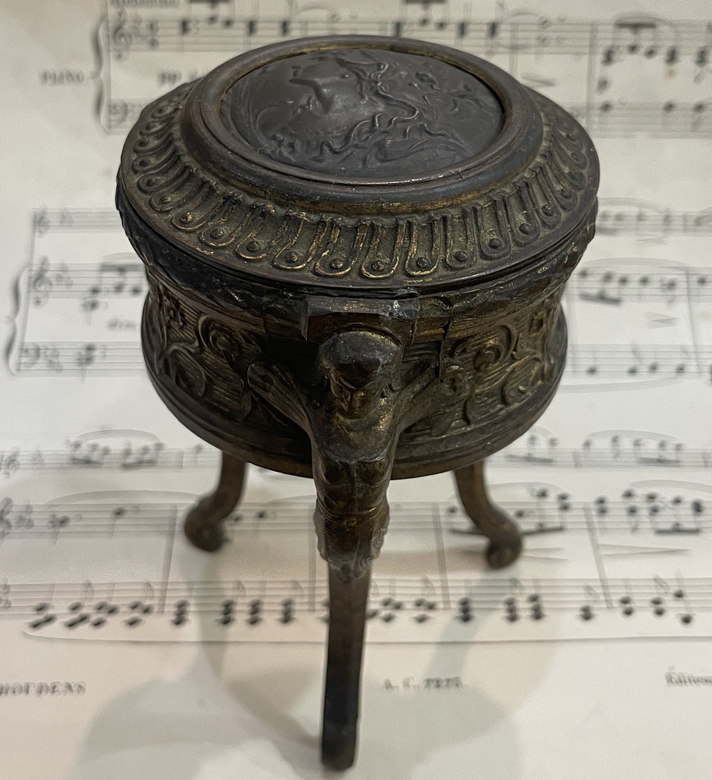 Rare Antique French Art Nouveau Jewelry Box Woman Sphinx c1900