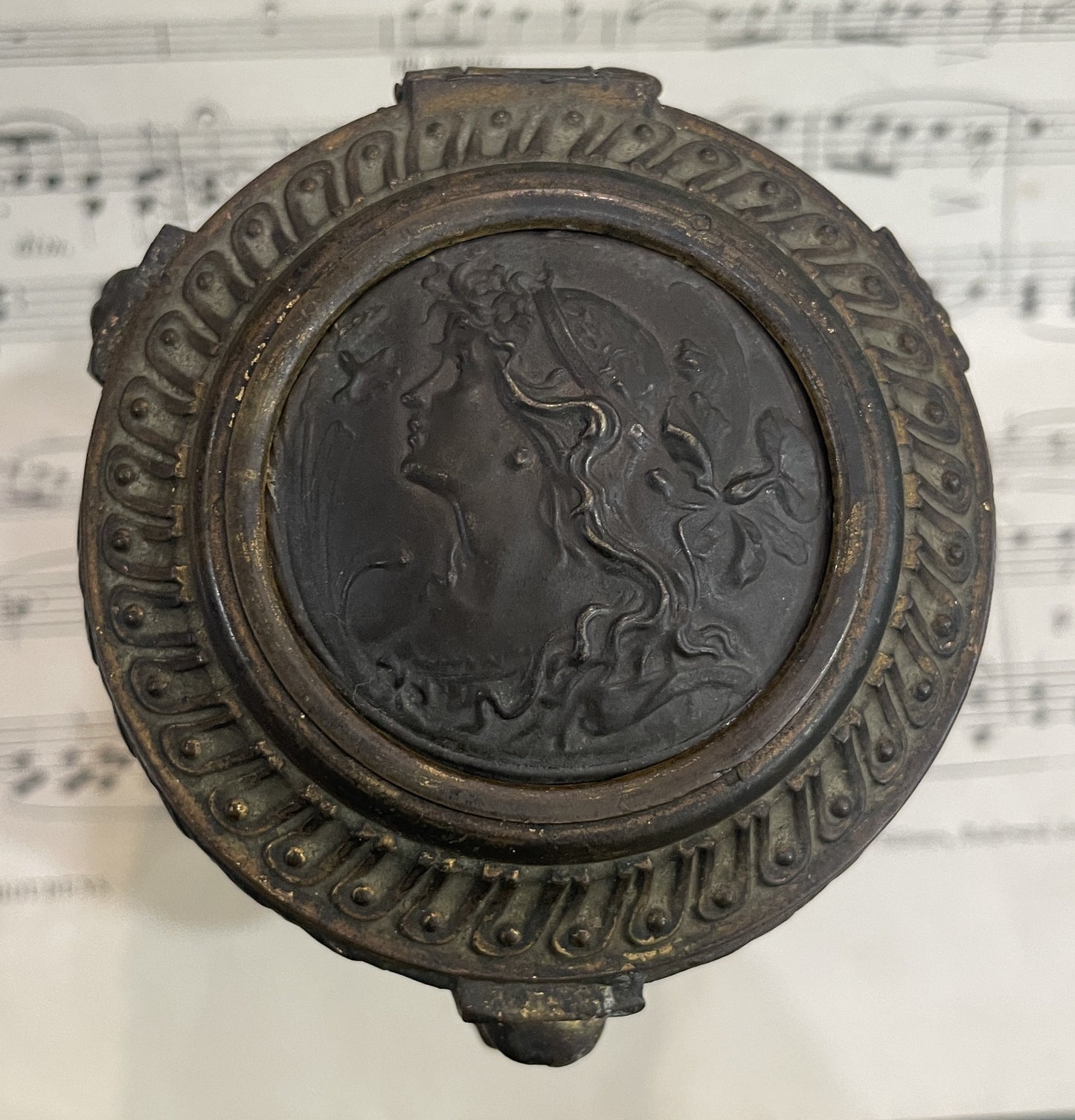 Rare Antique French Art Nouveau Jewelry Box Woman Sphinx c1900