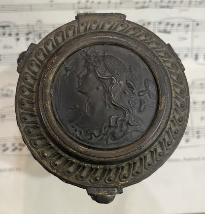 Rare Antique French Art Nouveau Jewelry Box Woman Sphinx c1900