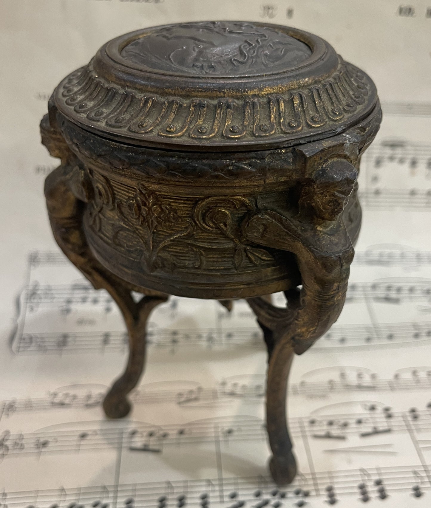 Rare Antique French Art Nouveau Jewelry Box Woman Sphinx c1900