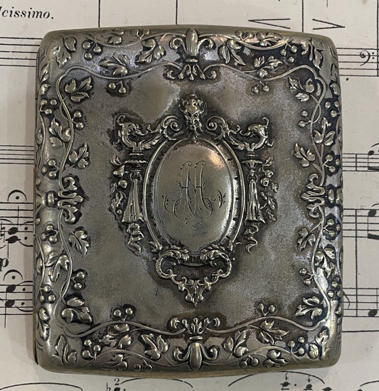 Antique French Art Nouveau Silver Plated Cigarette Case c1900