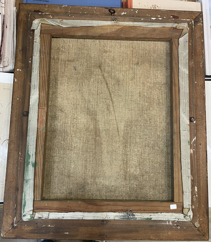 Antique French Oil on Canvas Flower Roses Still Life c1920