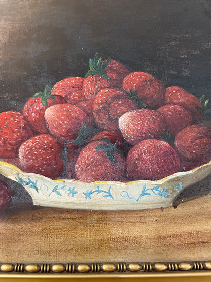 Antique Oil on Canvas Strawberry Still Life Signed Fr. Loacker c1927
