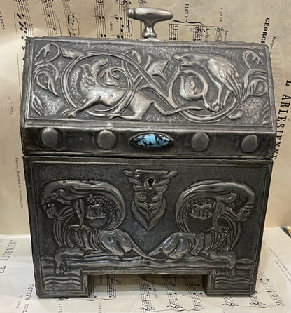 Rare Large Antique French Church Reliquary Box Chasse Gargoyles c1900
