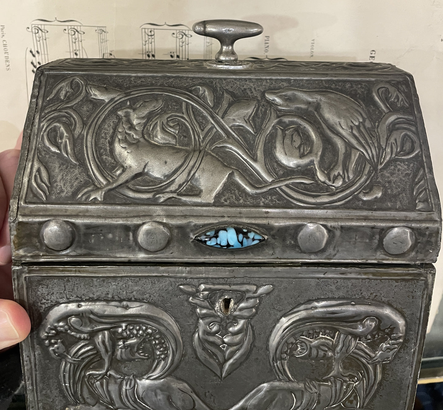 Rare Large Antique French Church Reliquary Box Chasse Gargoyles c1900
