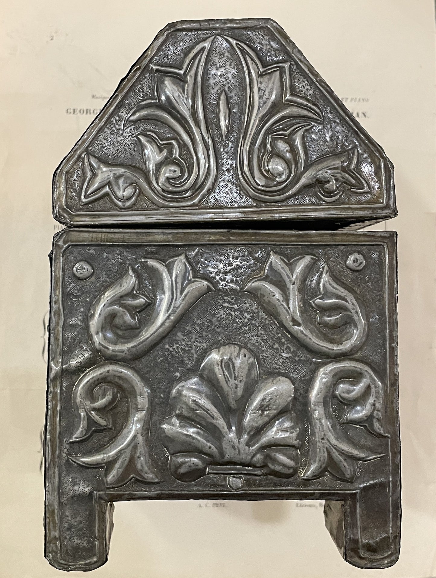 Rare Large Antique French Church Reliquary Box Chasse Gargoyles c1900